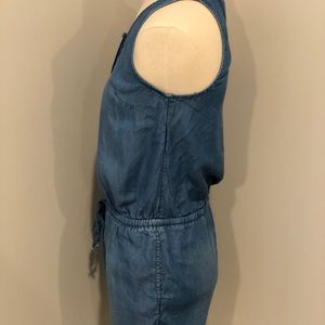 Blue denim romper